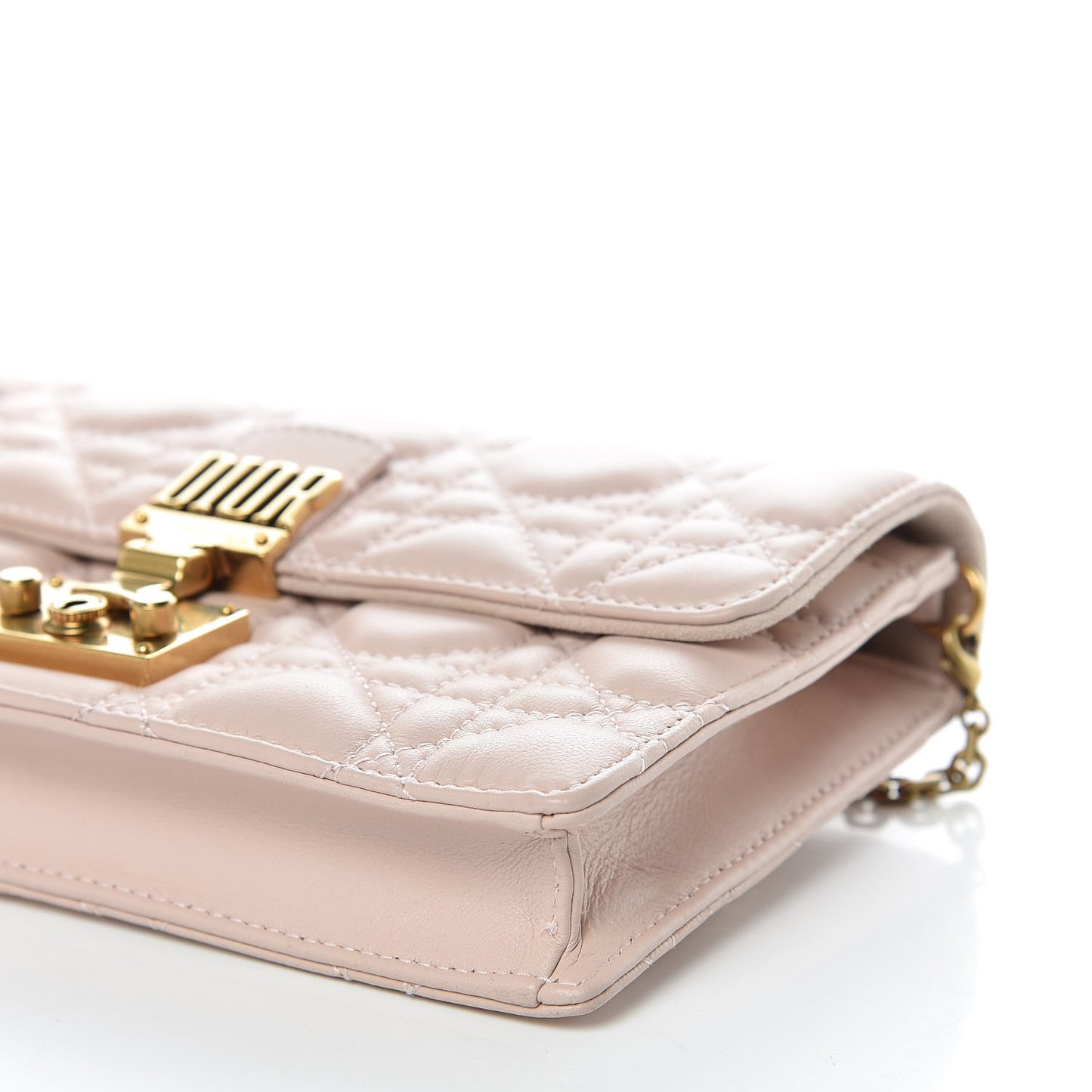 Lambskin Cannage Dioraddict Wallet On Chain Clutch Rose Poudre