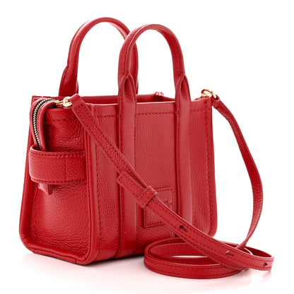 Marc Jacobs Grained Calfskin Mini The Tote Bag Red 3 of 11