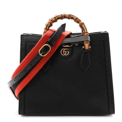 Gucci Textured Dollar Calfskin Web Small Diana Tote Bag Black Dusty Grey 1 of 10