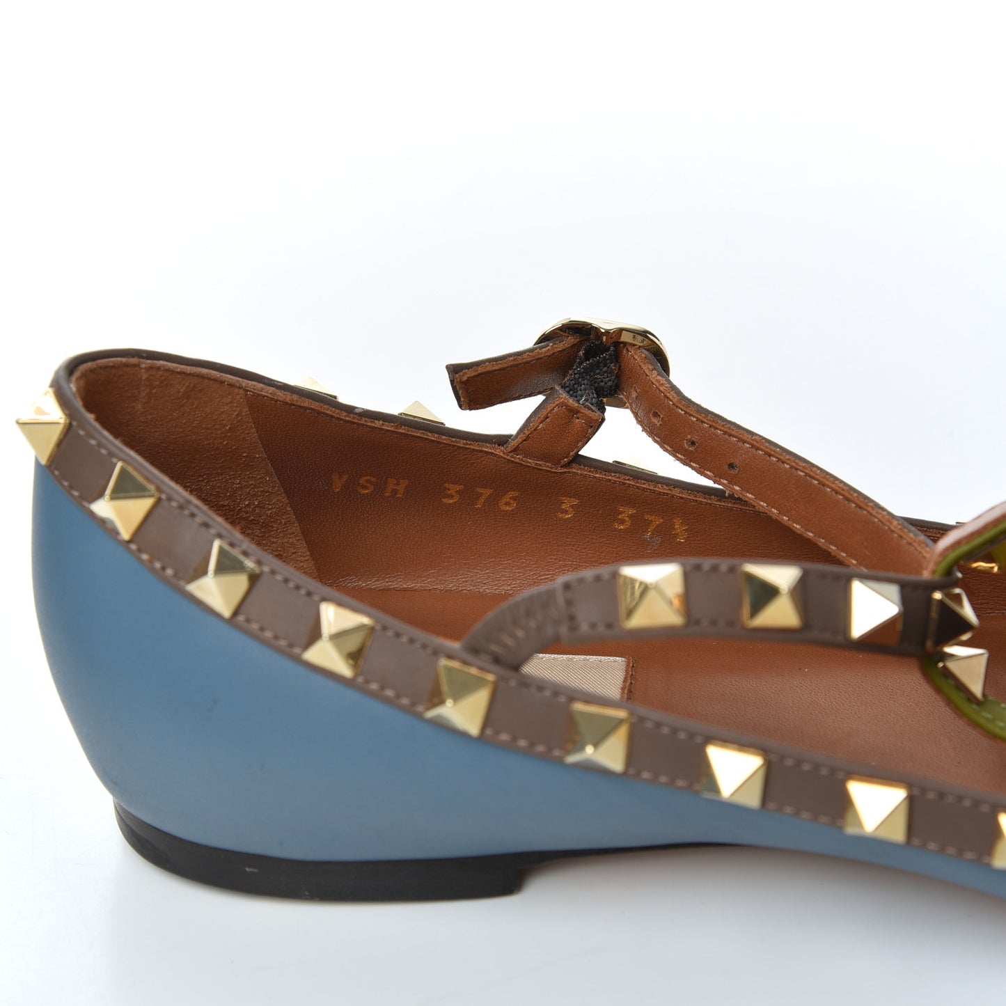 Nappa Rockstud Cage Ballerina Flats 37.5 Slate Blue