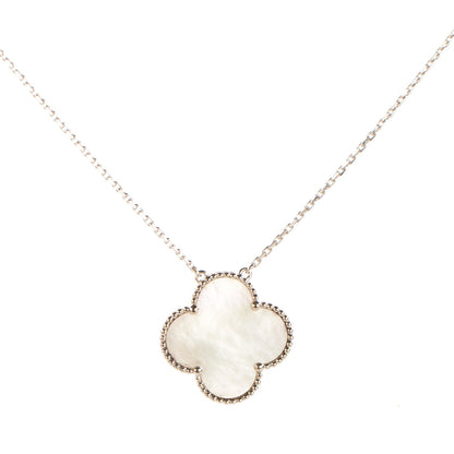 Van Cleef & Arpels 18K White Gold Mother of Pearl Magic Alhambra Pendant Necklace 1 of 6