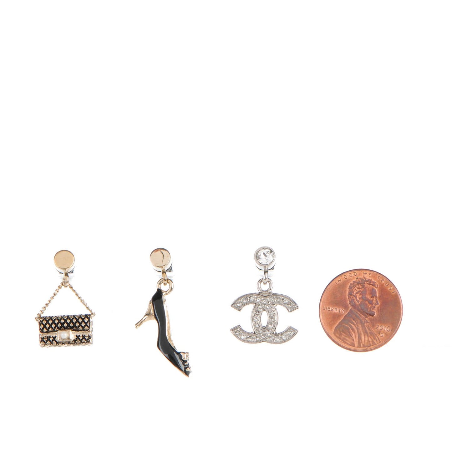 Enamel Crystal CC Phone Charms Black Gold Silver