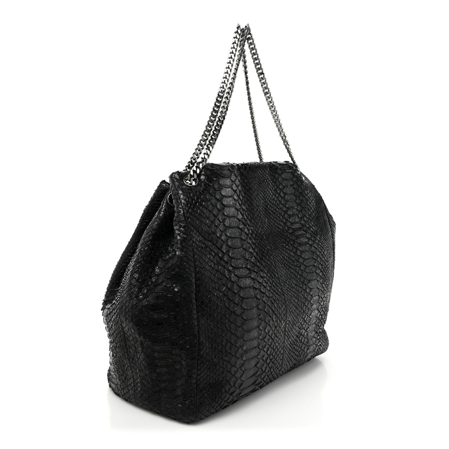 Snakeskin Accordion Tote Black