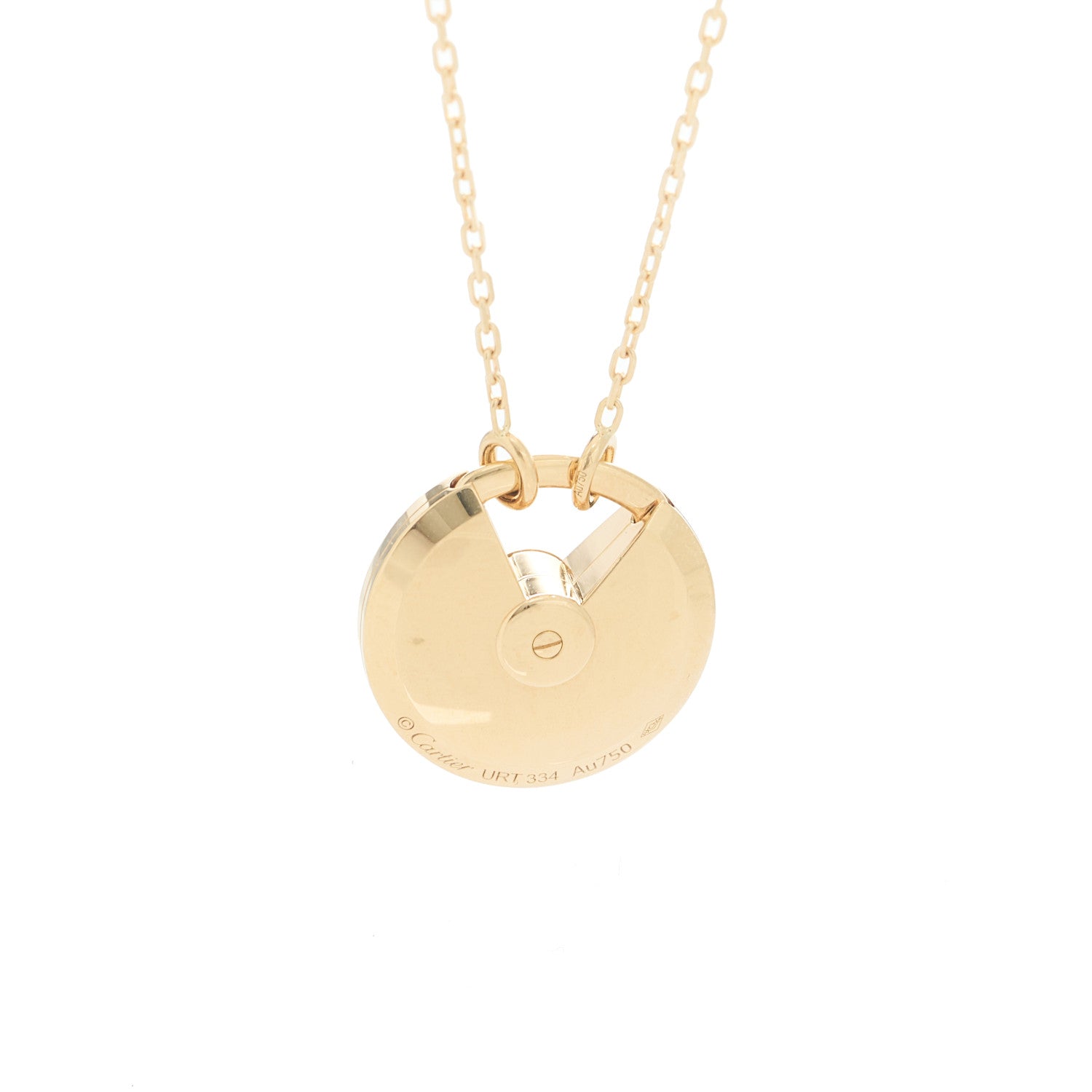Cartier 18K Yellow Gold Diamond Mother of Pearl SM Amulette de Cartier Pendant Necklace 4 of 4