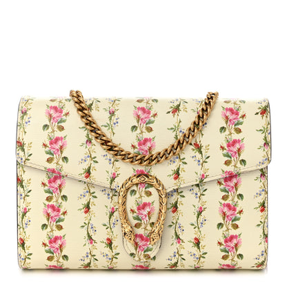 Gucci Calfskin Floral Print Mini Dionysus Chain Wallet Ivory Pink 1 of 11