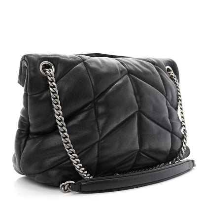 Saint Laurent Lambskin Quilted Small Loulou Puffer Monogram Chain Satchel Black 3 of 11