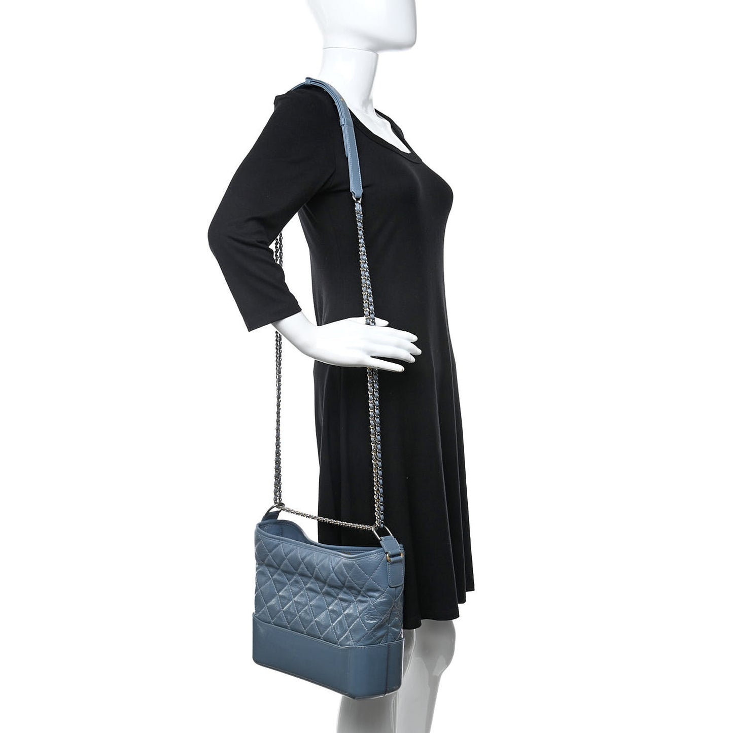 Patent Goatskin Quilted Medium Gabrielle Hobo Blue