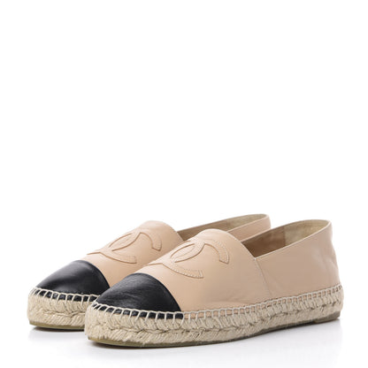 Chanel Lambskin CC Espadrilles 38 Beige Black 2 of 11