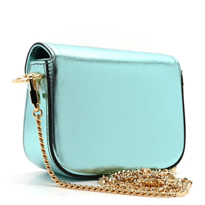 Gucci Metallic Calfskin Super Mini Horsebit 1955 Shoulder Bag Light Blue 3 of 10