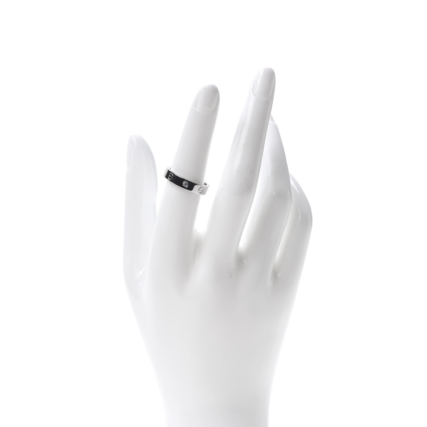 Cartier 18K White Gold Diamond 4mm LOVE Wedding Band Ring 53 6.25 2 of 6