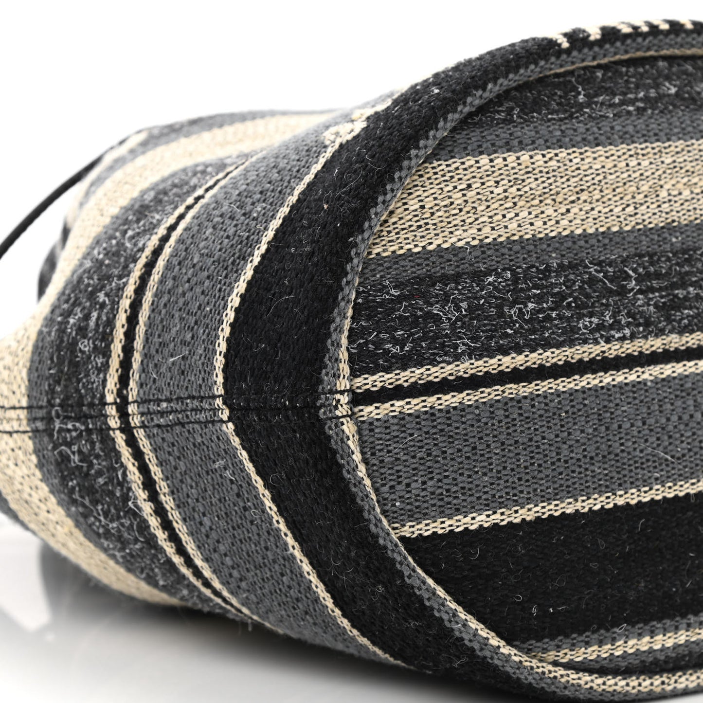 Striped Canvas Deauville Drawstring Bag Grey Black