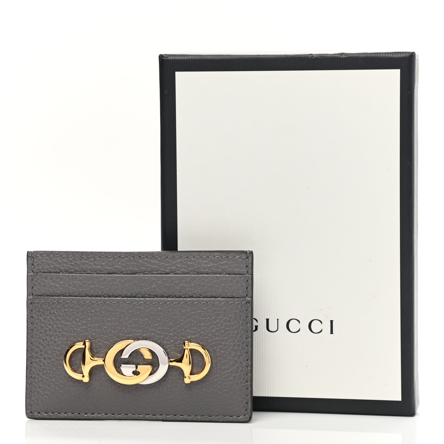 Grainy Calfskin Zumi Card Holder Dusty Grey