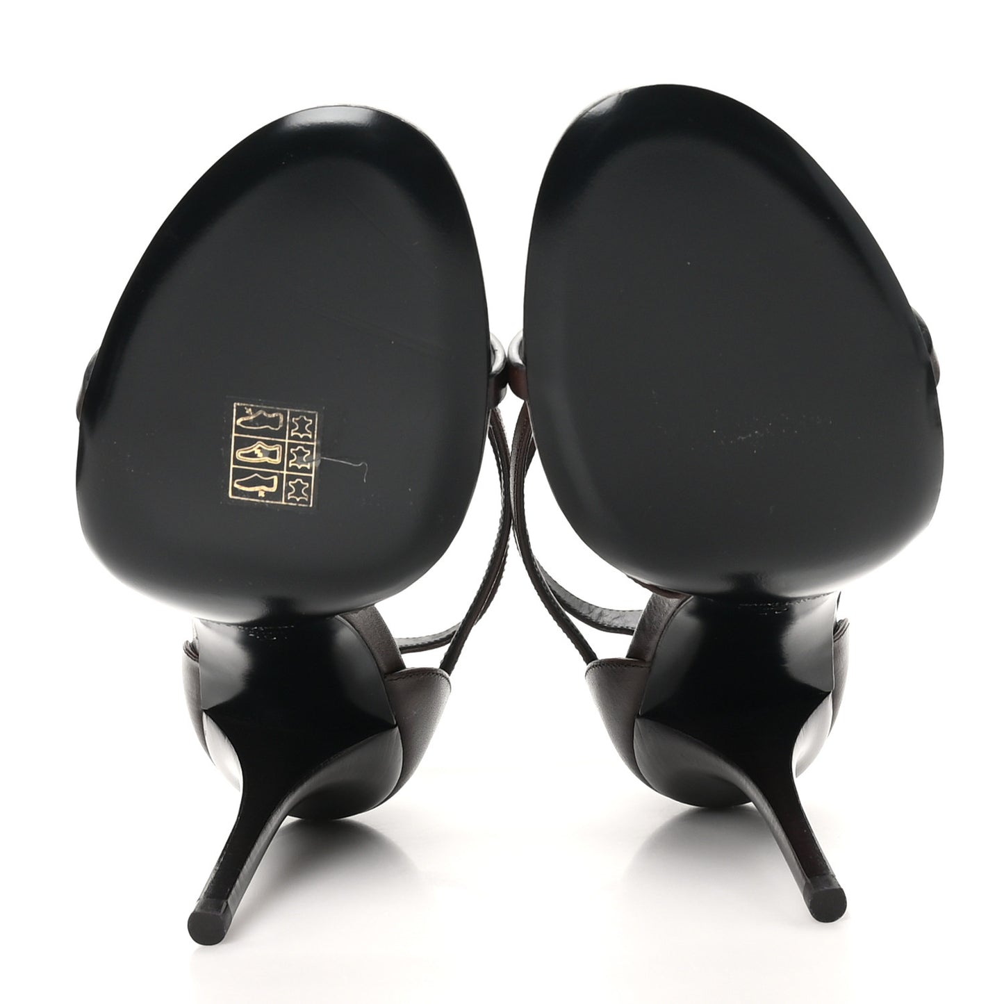 Calfskin Cassandra Palm Logo 100 Ankle Strap Sandals 40 Moro