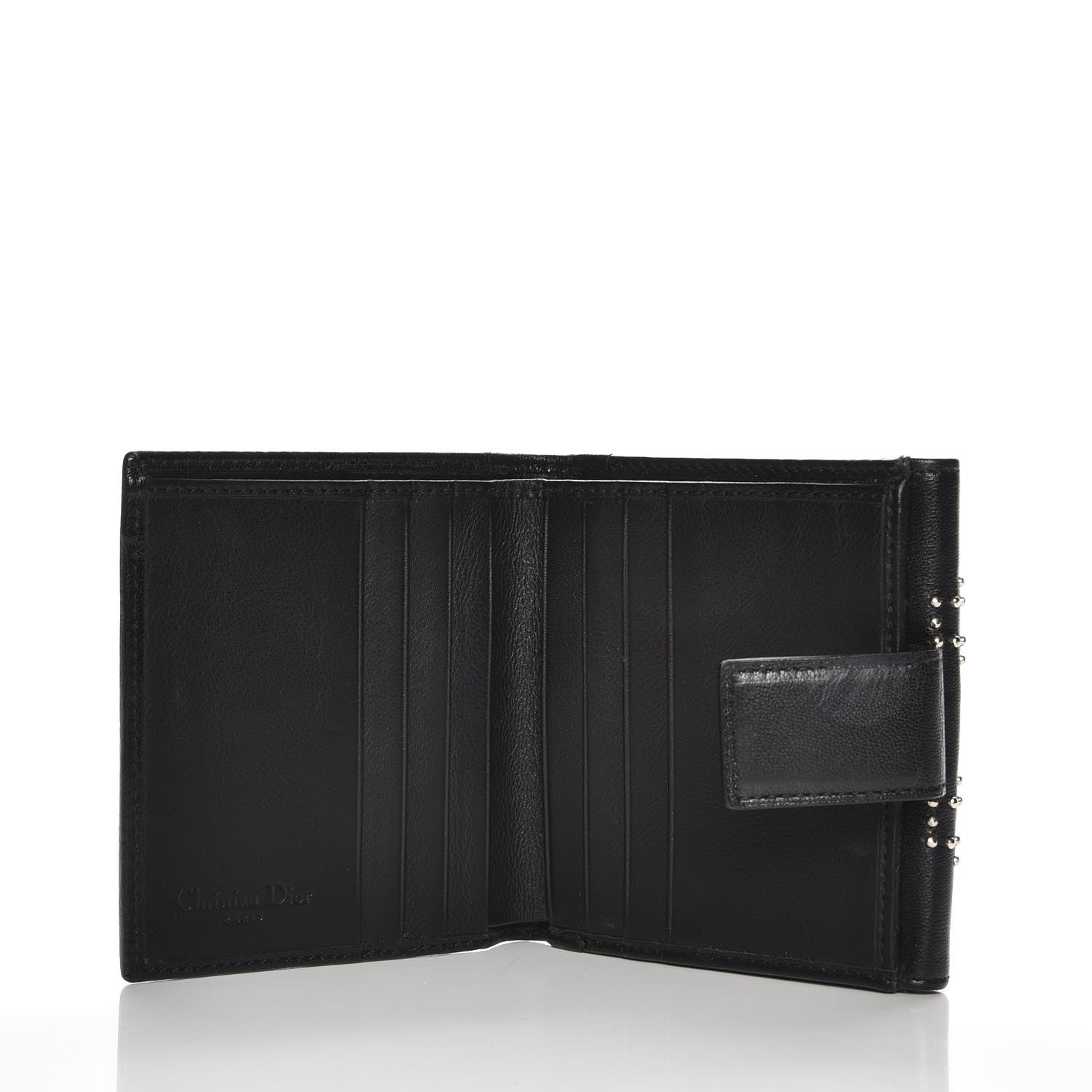 Christian Dior Lambskin Studded Cannage Lady Dior Compact Wallet Black 5 of 7