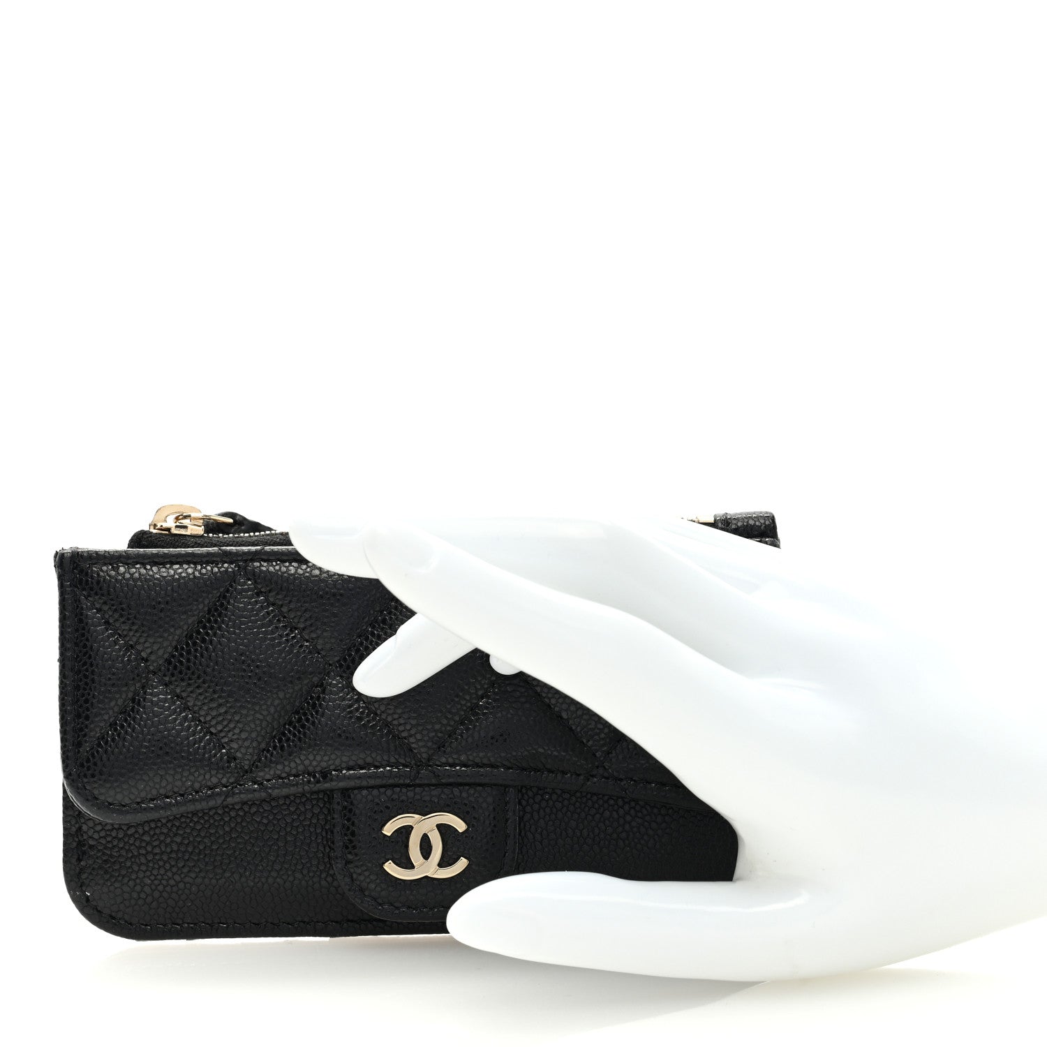Chanel Caviar Quilted Flap Zip Card Holder Black 2 of 7
