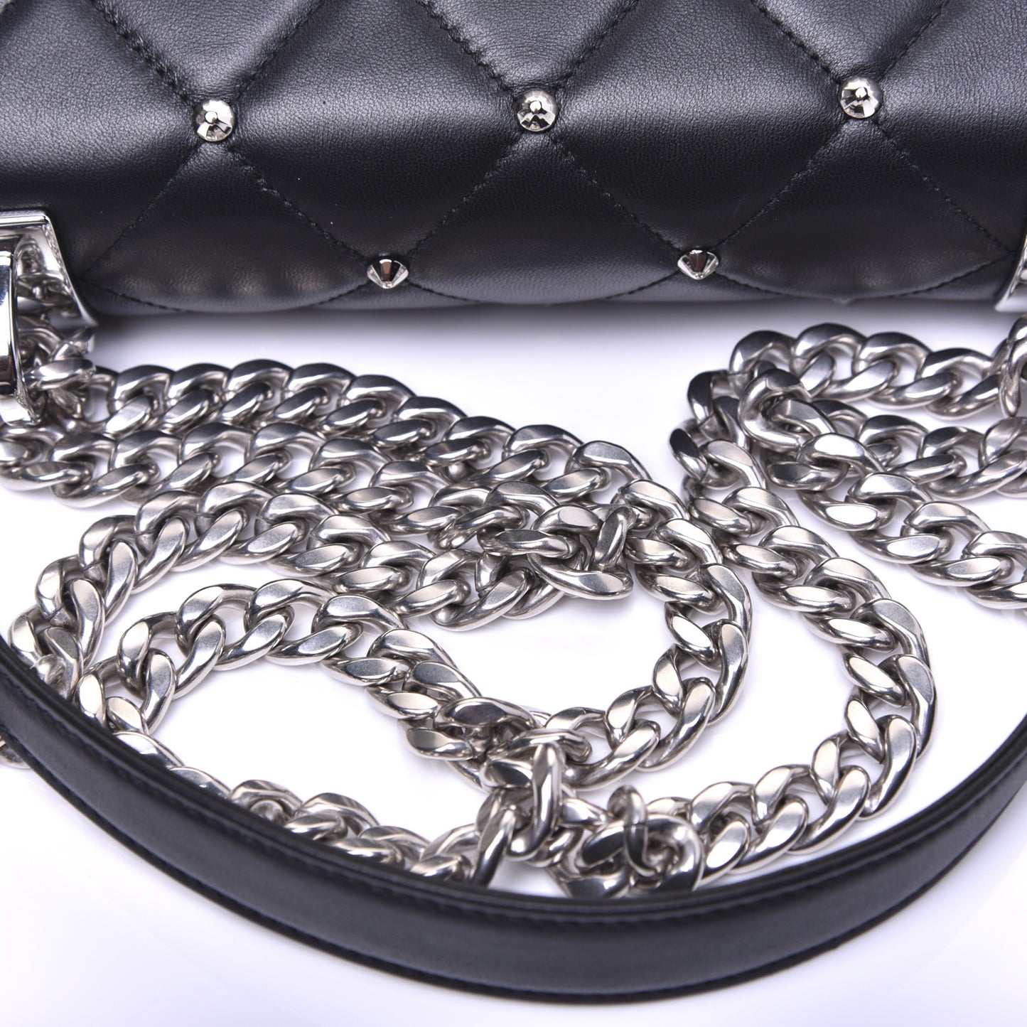 Pattina Nappa Crystal Studded Borchie Flap Bag Black