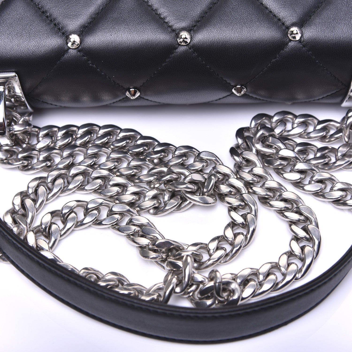 Miu Miu Pattina Nappa Crystal Studded Borchie Flap Bag Black 13 of 14