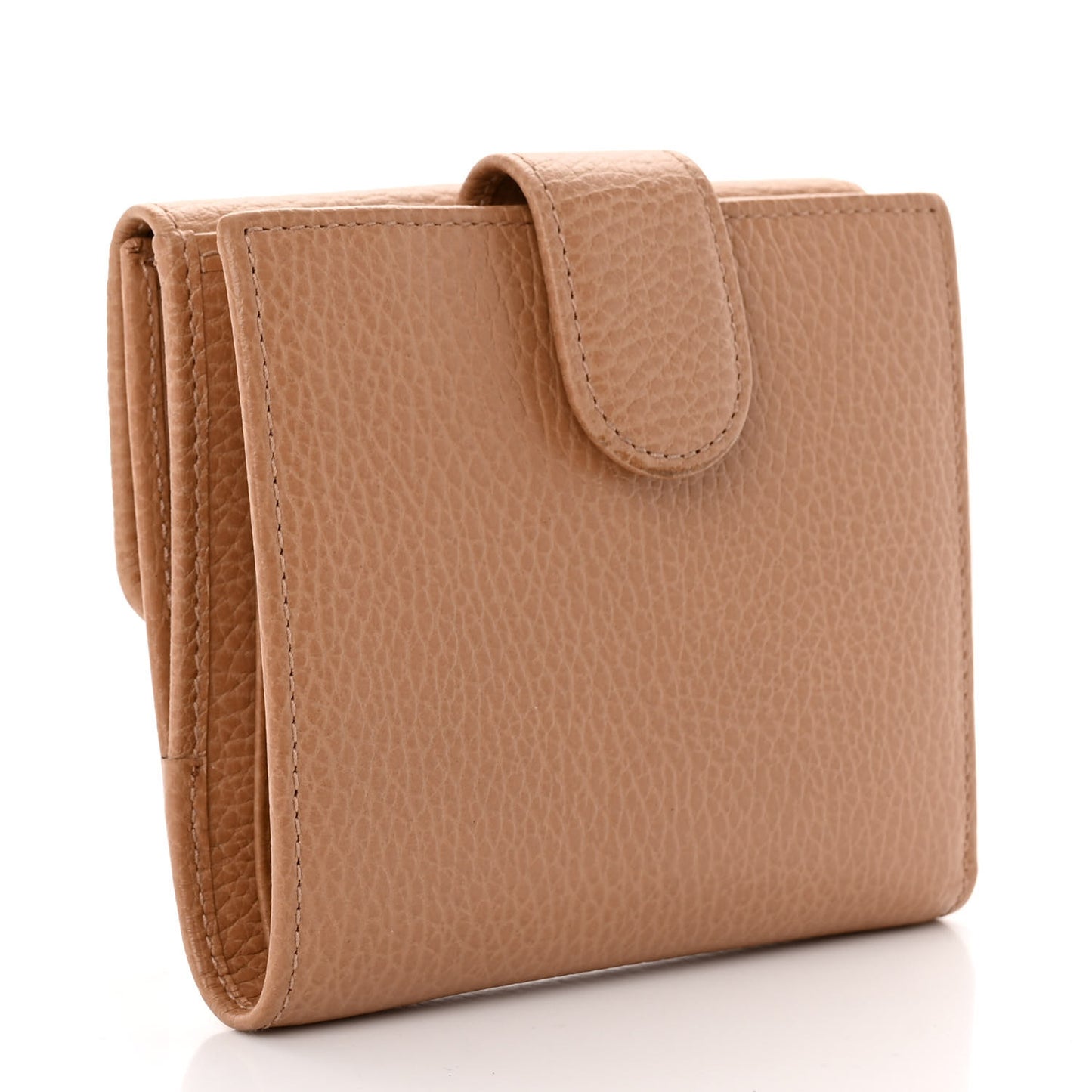 Dollar Calfskin Interlocking G French Wallet Camelia