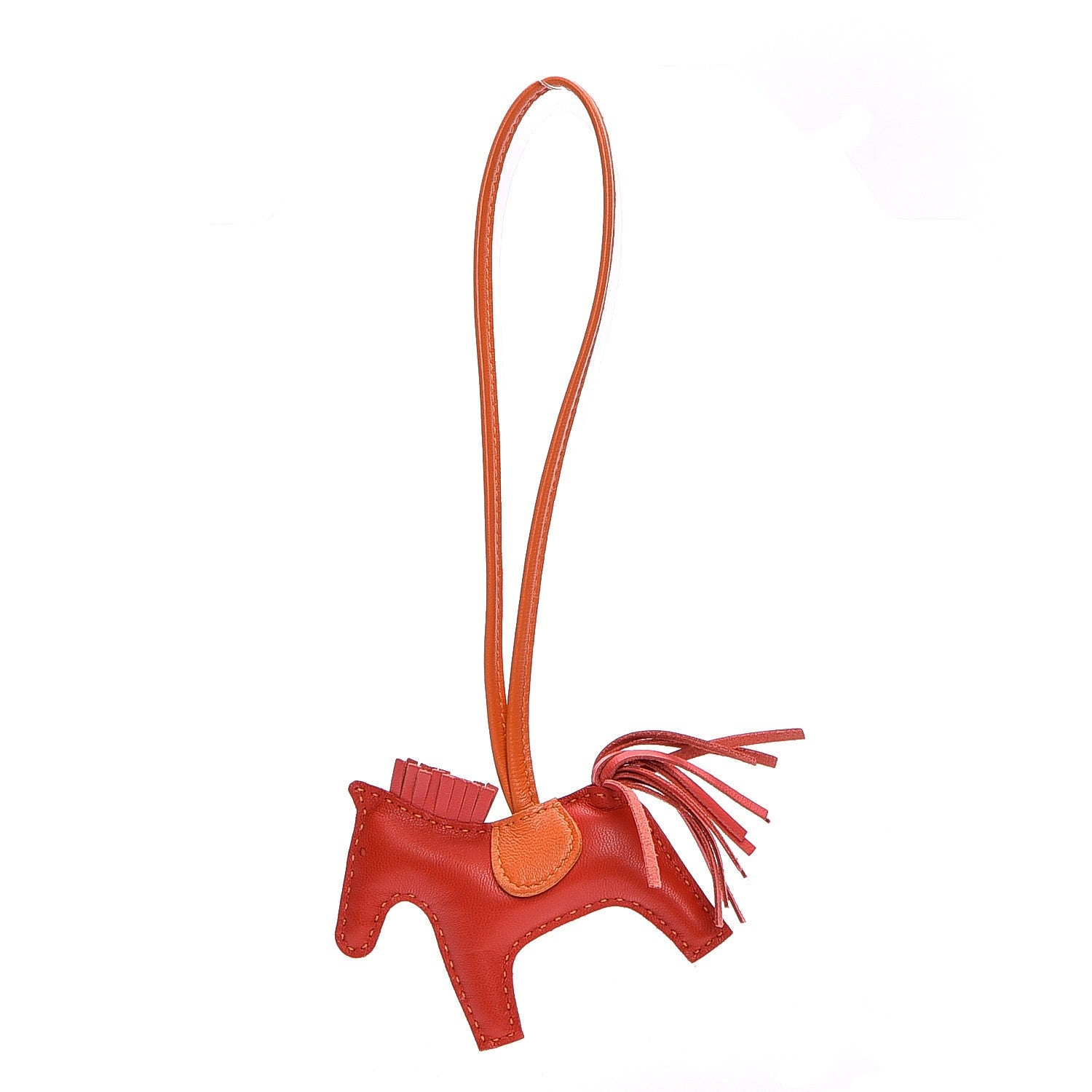 Hermes Milo Lambskin Grigri Rodeo Horse Bag Charm PM Rouge Rose Indien Jaipur Feu 1 of 4