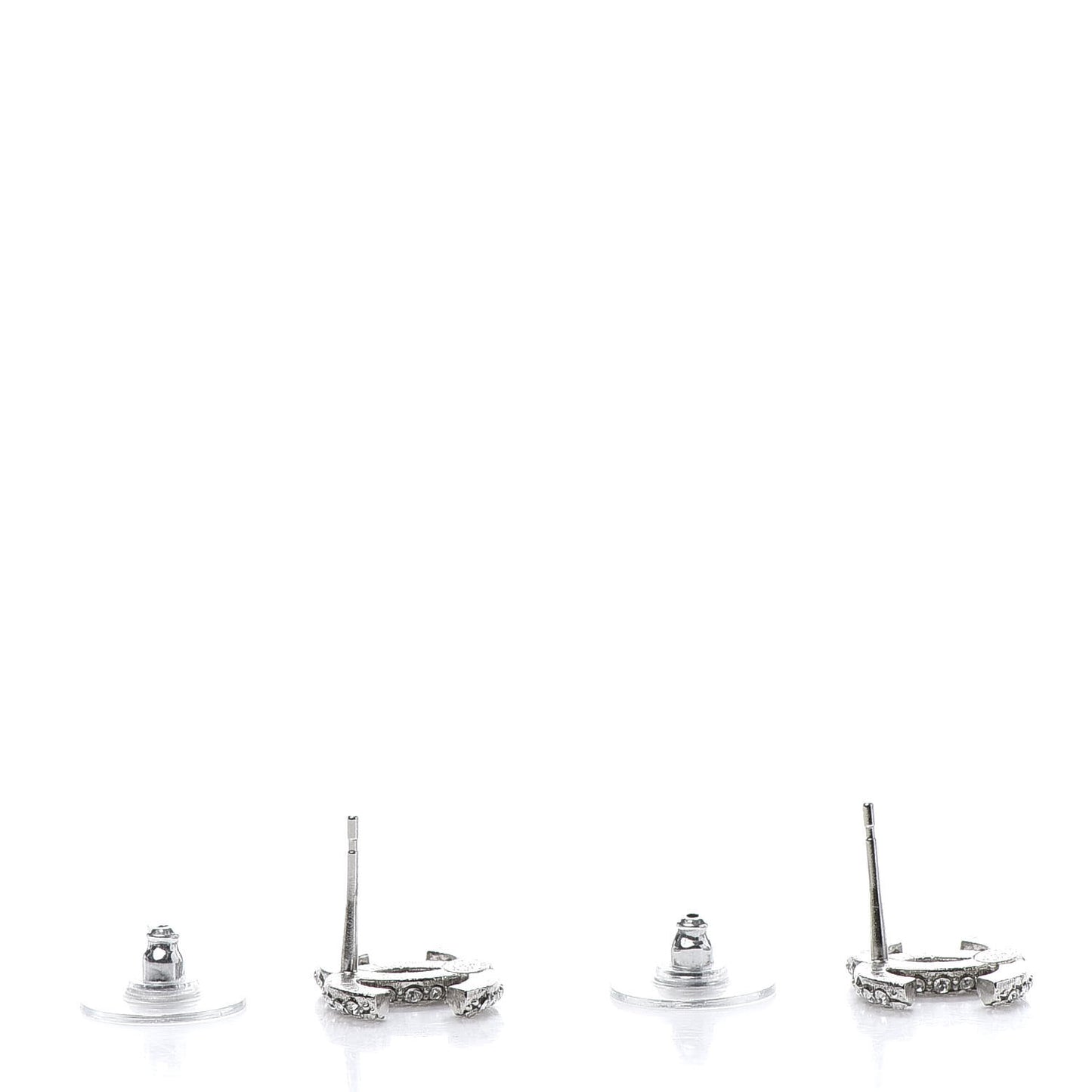 Crystal Large CC Earrings Silver