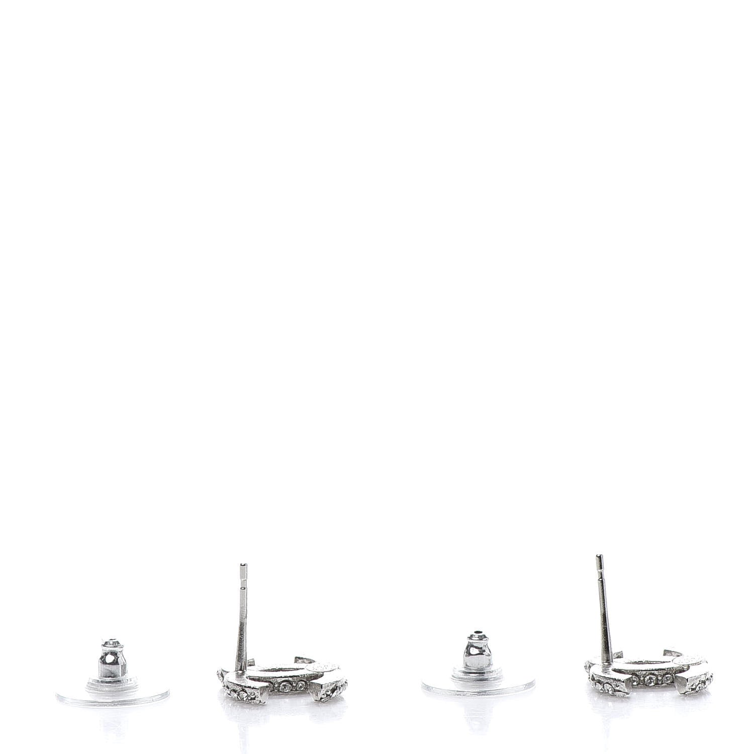 Chanel Crystal Large CC Earrings Silver 3 of 5