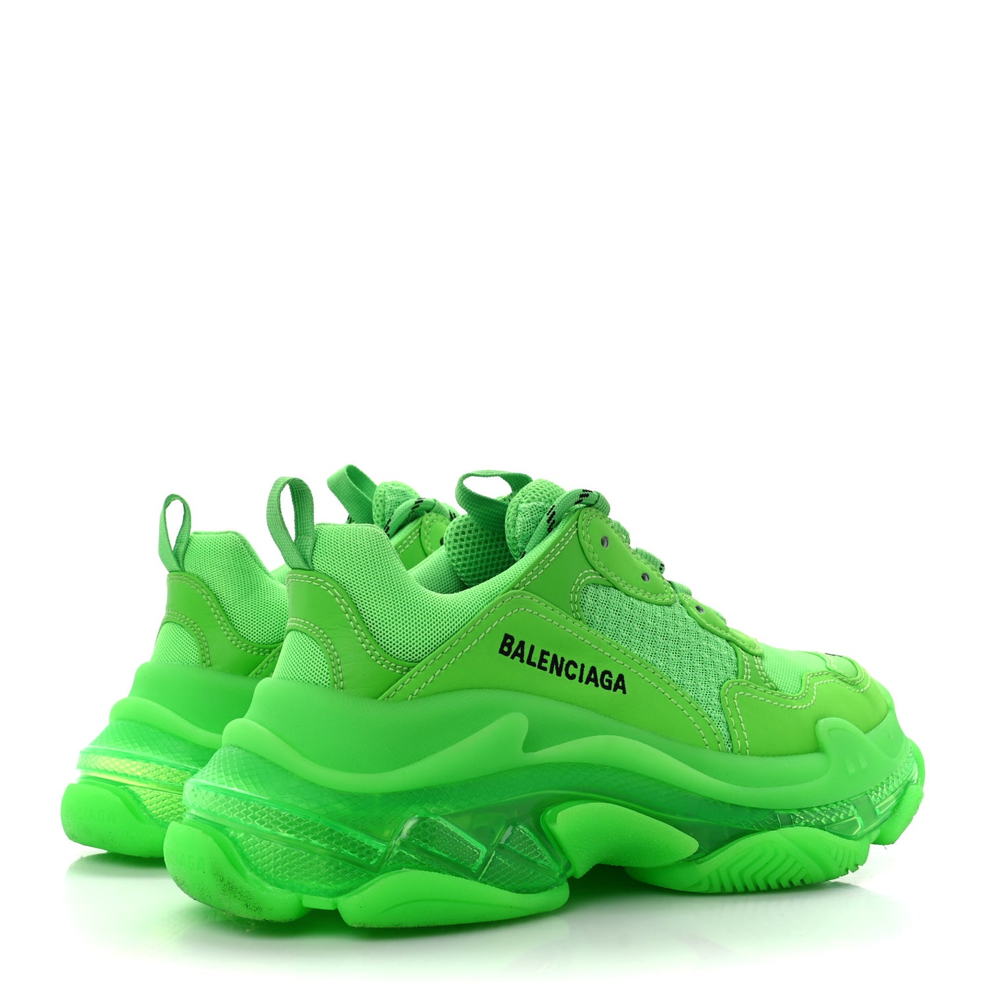 Fabric Mesh Clear Sole Womens Triple S Sneakers 38 Fluo Green