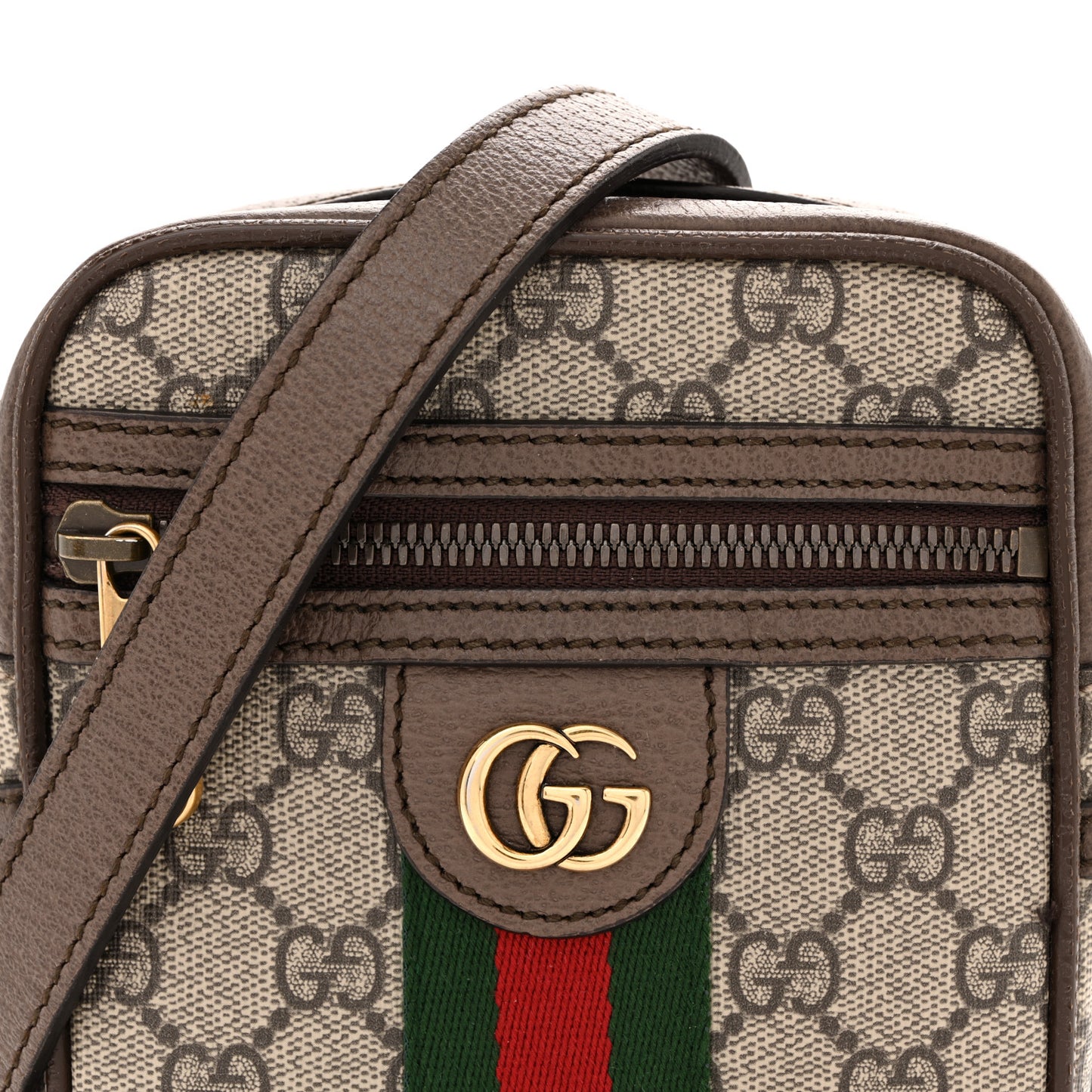 GG Supreme Monogram Web Mini Ophidia Messenger Brown