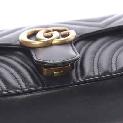 Gucci Calfskin Matelasse Mini GG Marmont Shoulder Bag Black 9 of 12