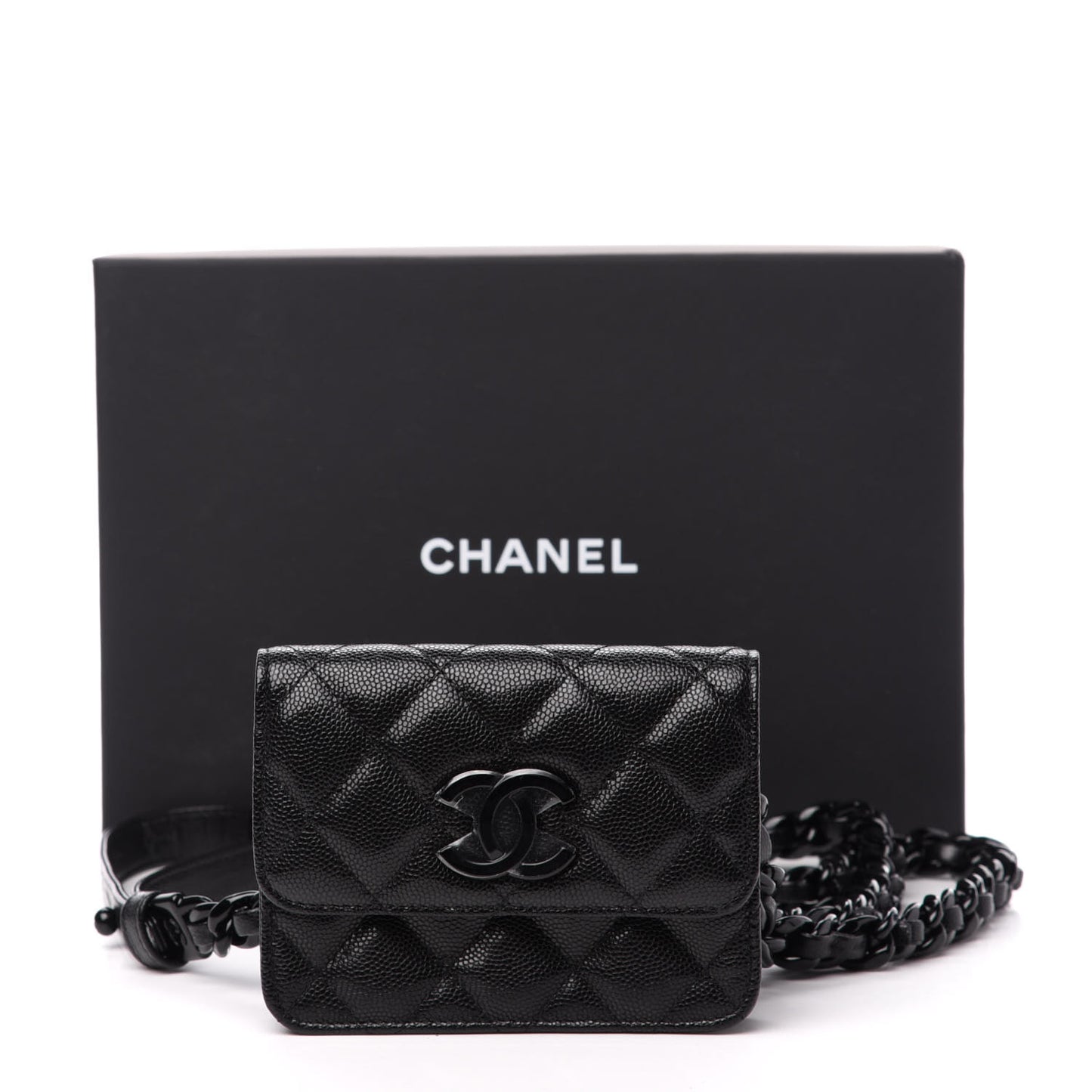 Caviar Quilted My Everything Belt Flap Card Holder Black