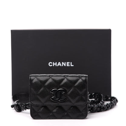 Chanel Caviar Quilted My Everything Belt Flap Card Holder Black 12 of 12