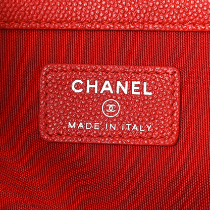 Chanel Caviar Quilted Large Cosmetic Case Red 6 of 8