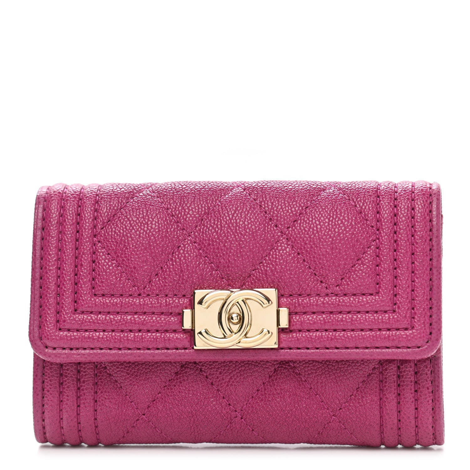 Chanel Caviar Quilted Boy Flap Card Holder Fuchsia 1 of 8