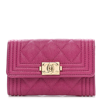 Chanel Caviar Quilted Boy Flap Card Holder Fuchsia 1 of 8