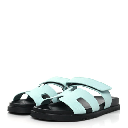 Hermes Epsom Womens Chypre Sandals 38 Bleu Cristaux 3 of 9