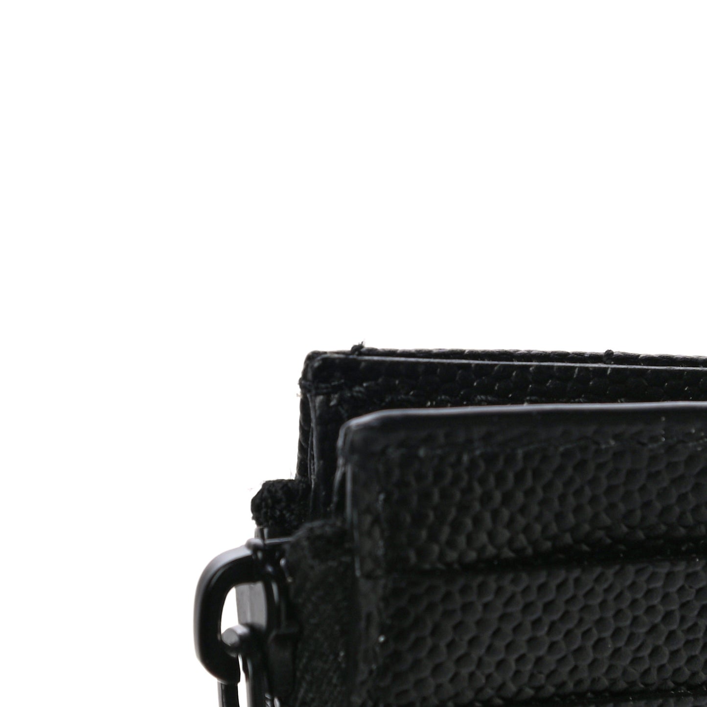 Grain De Poudre Matelasse Chevron Monogram Fragments Zippered Card Case Black