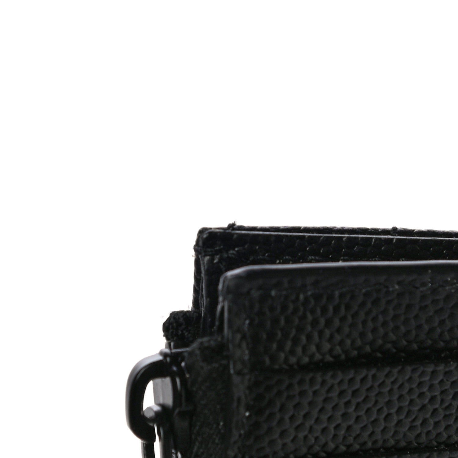 Saint Laurent Grain De Poudre Matelasse Chevron Monogram Fragments Zippered Card Case Black 12 of 13