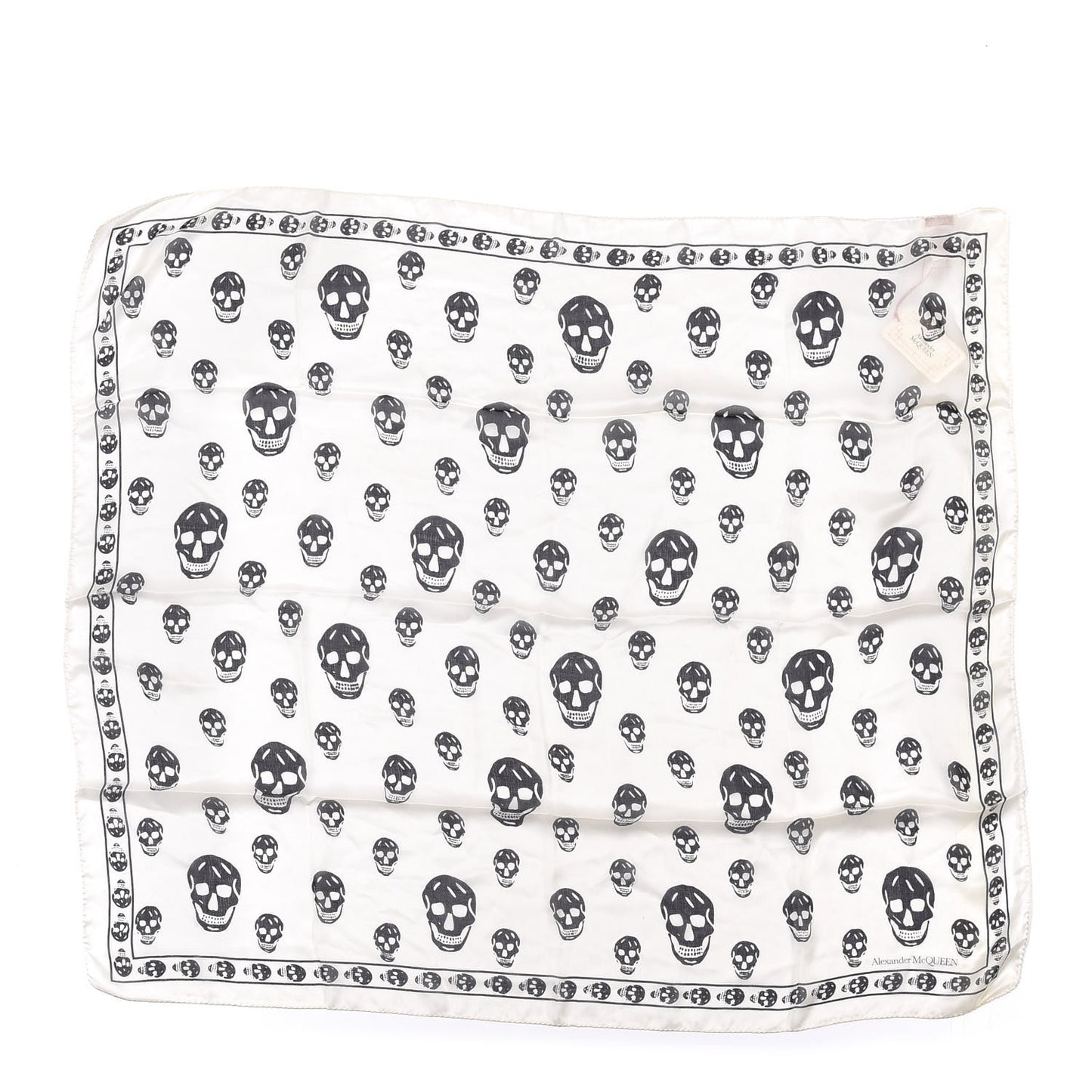 Silk Chiffon Skull Scarf Ivory Black
