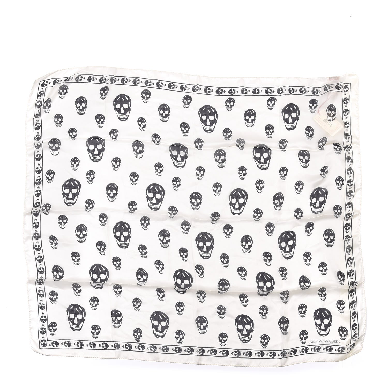 Alexander McQueen Silk Chiffon Skull Scarf Ivory Black 1 of 3