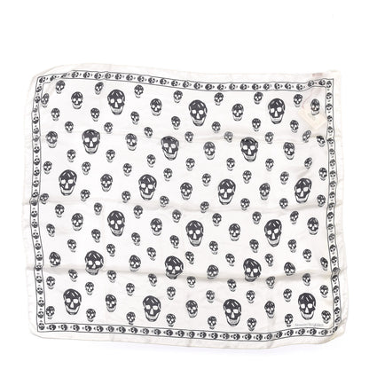 Alexander McQueen Silk Chiffon Skull Scarf Ivory Black 1 of 3