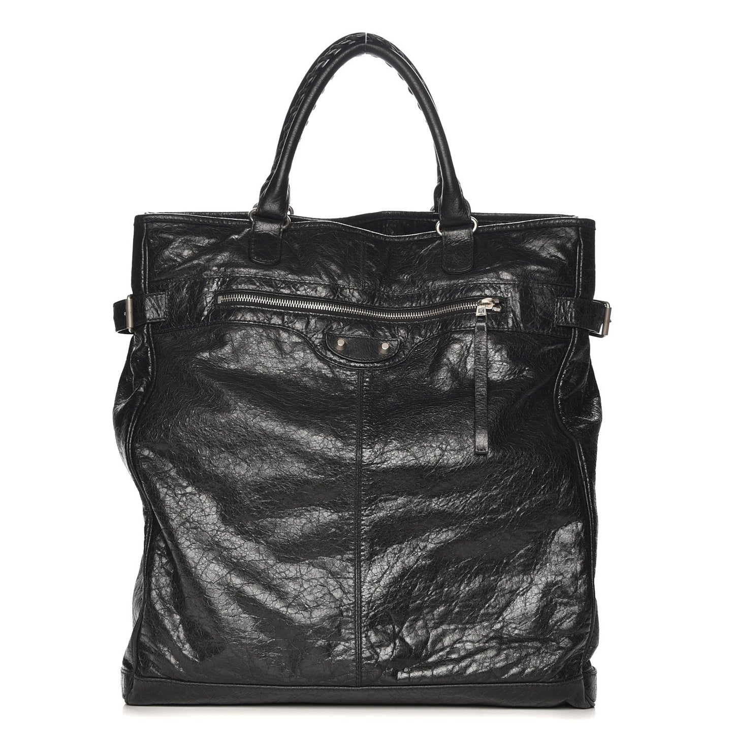 Agneau Mens Classic Hardware Hexagon Tote Black