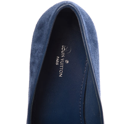 Louis Vuitton Suede Schoolgirl Flat Slippers 37.5 Blue 7 of 9