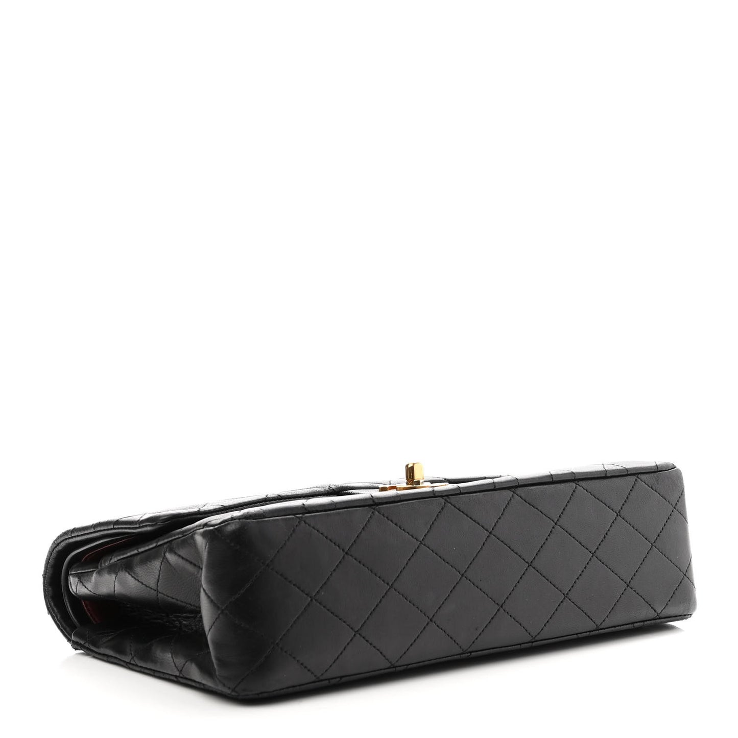 Lambskin Quilted Medium Double Flap Black