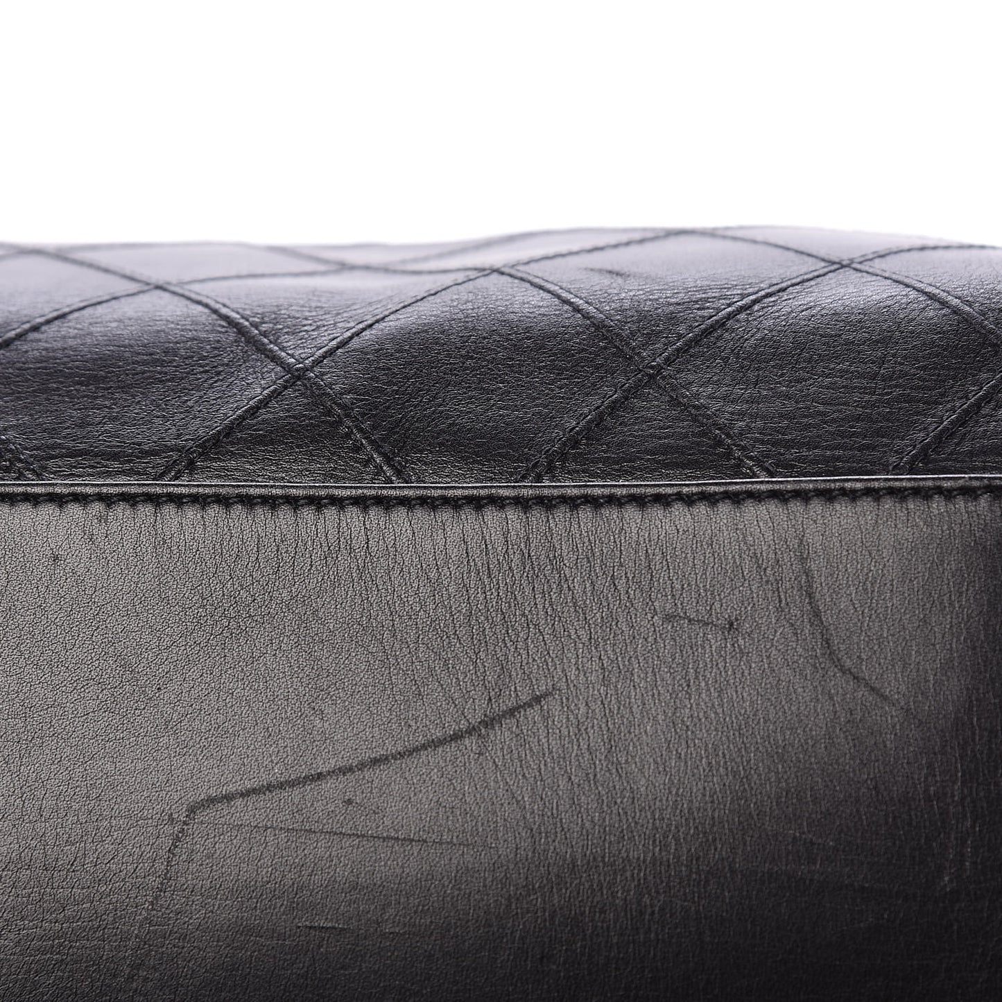 Calfskin Diamond Stitched Duffle Bag Black