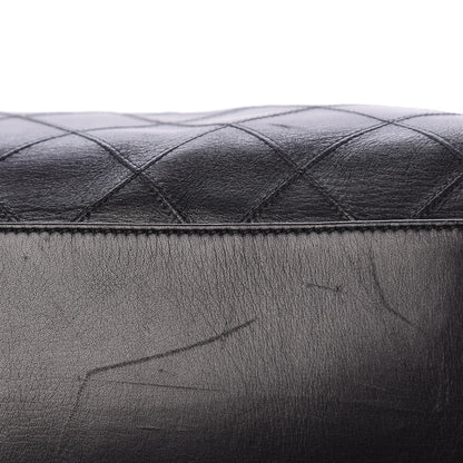 Chanel Calfskin Diamond Stitched Duffle Bag Black 16 of 23