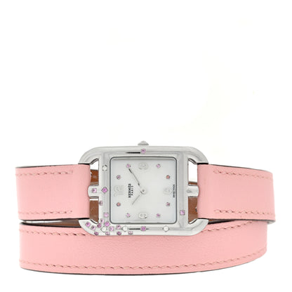 Hermes Stainless Steel Swift Diamond Pink Sapphire Mother of Pearl 23mm Cape Cod Double Tour Quartz Watch Rose Sakura 2 of 5