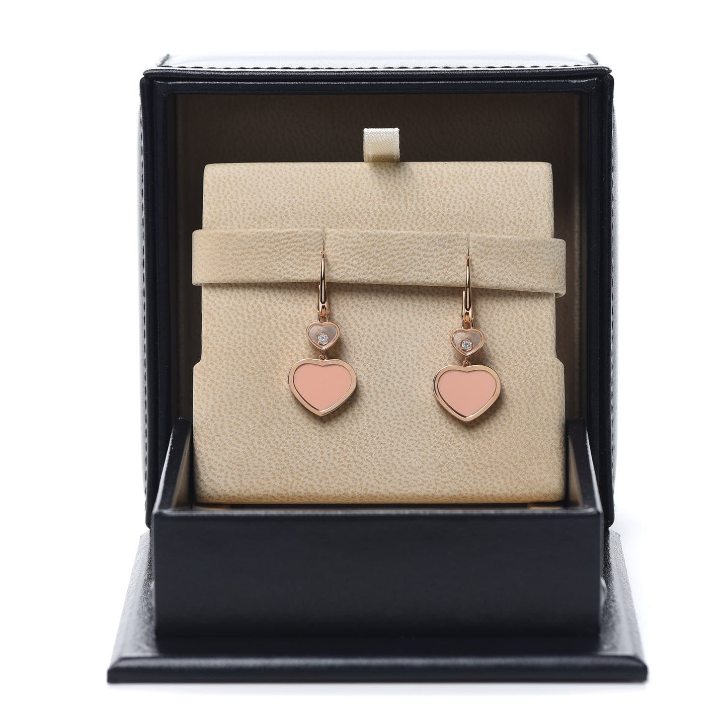 18K Rose Gold Diamond Happy Hearts Drop Earrings