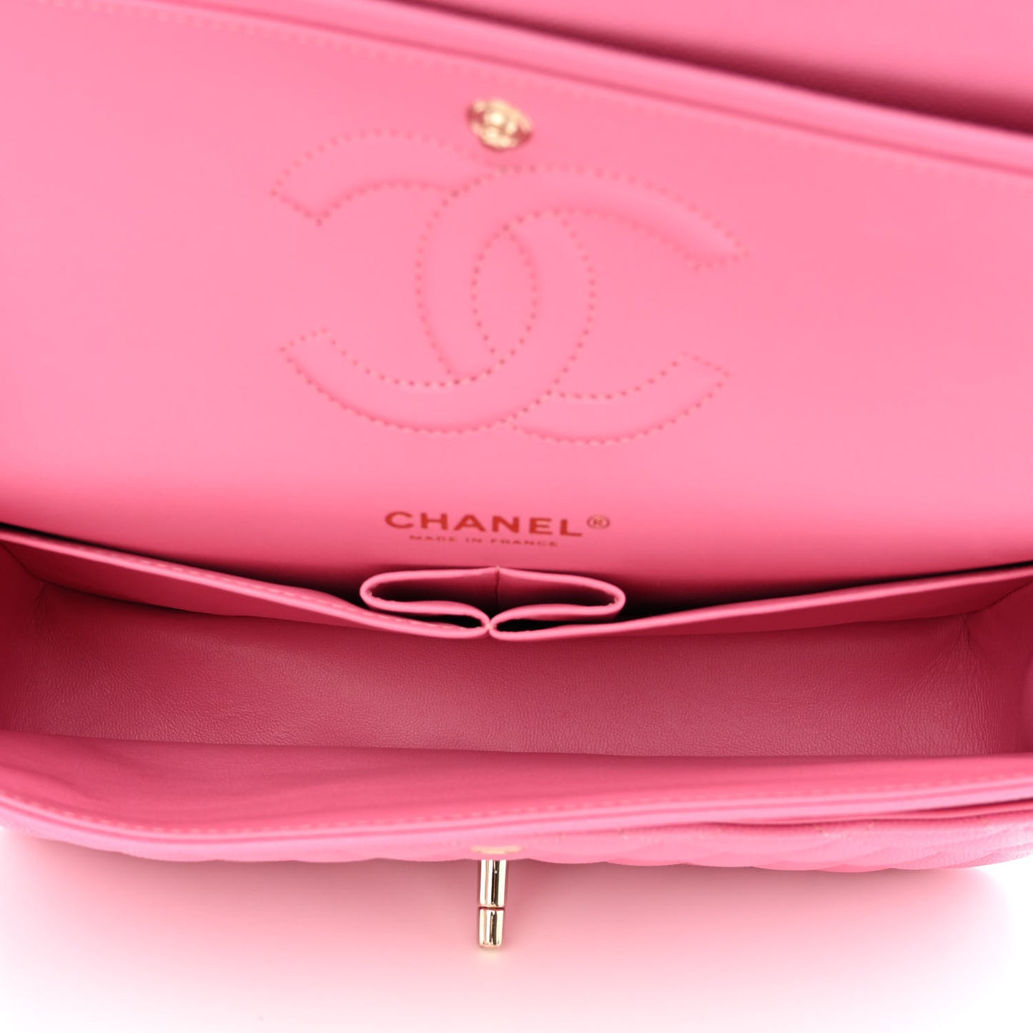 Caviar Quilted Medium Double Flap Pink
