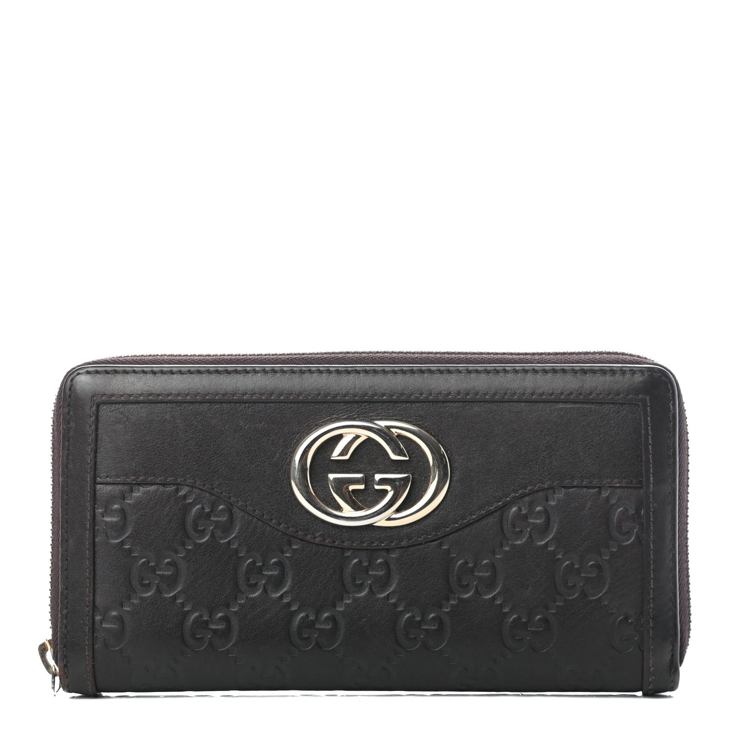 Guccissima Sukey Zip Around Wallet Dark Brown