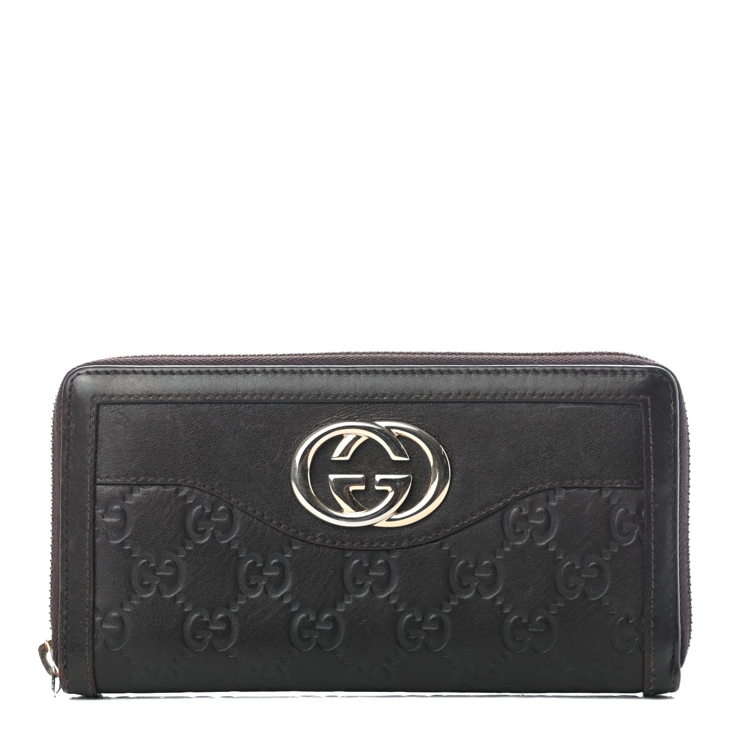 Gucci Guccissima Sukey Zip Around Wallet Dark Brown 1 of 10