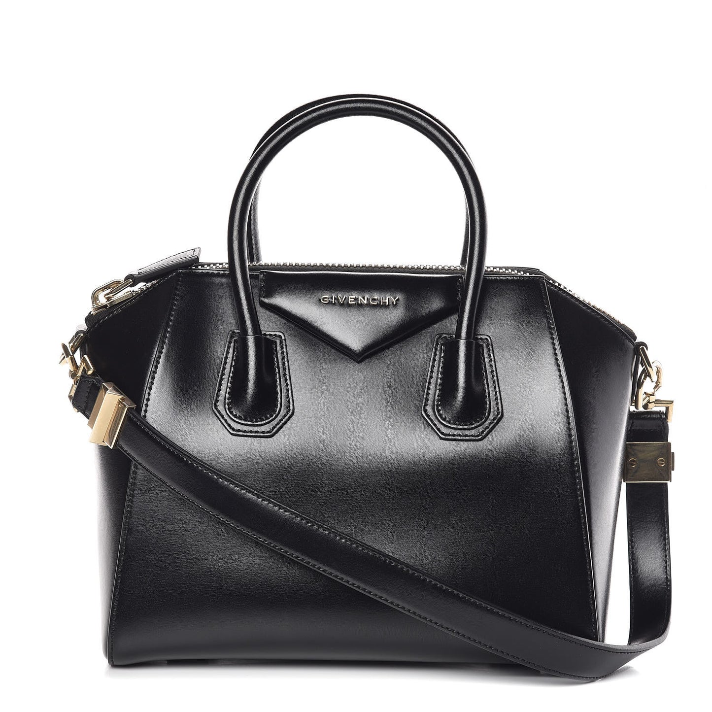 Shiny Lord Calfskin Small Antigona Black